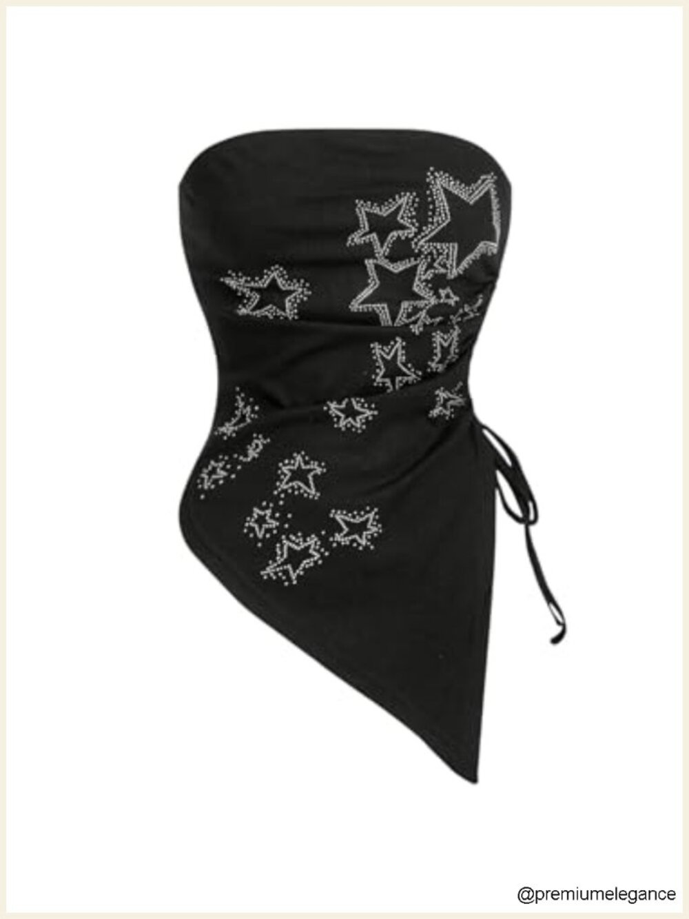 Y2K Star Rhinestone Tube Top Ruched Strapless Concert Outfit Sleeveless